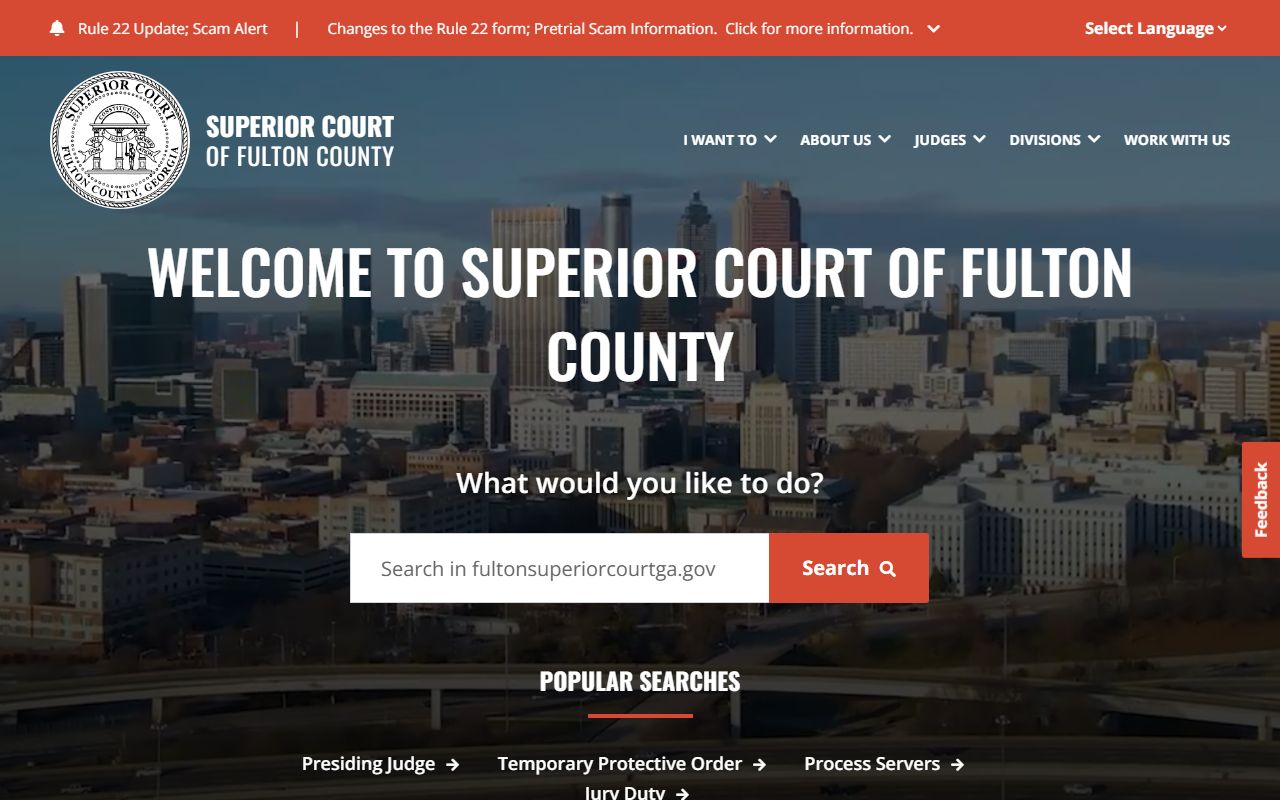 Fulton County Superior Court homepage and Atlanta Judicial Circuit landing page
