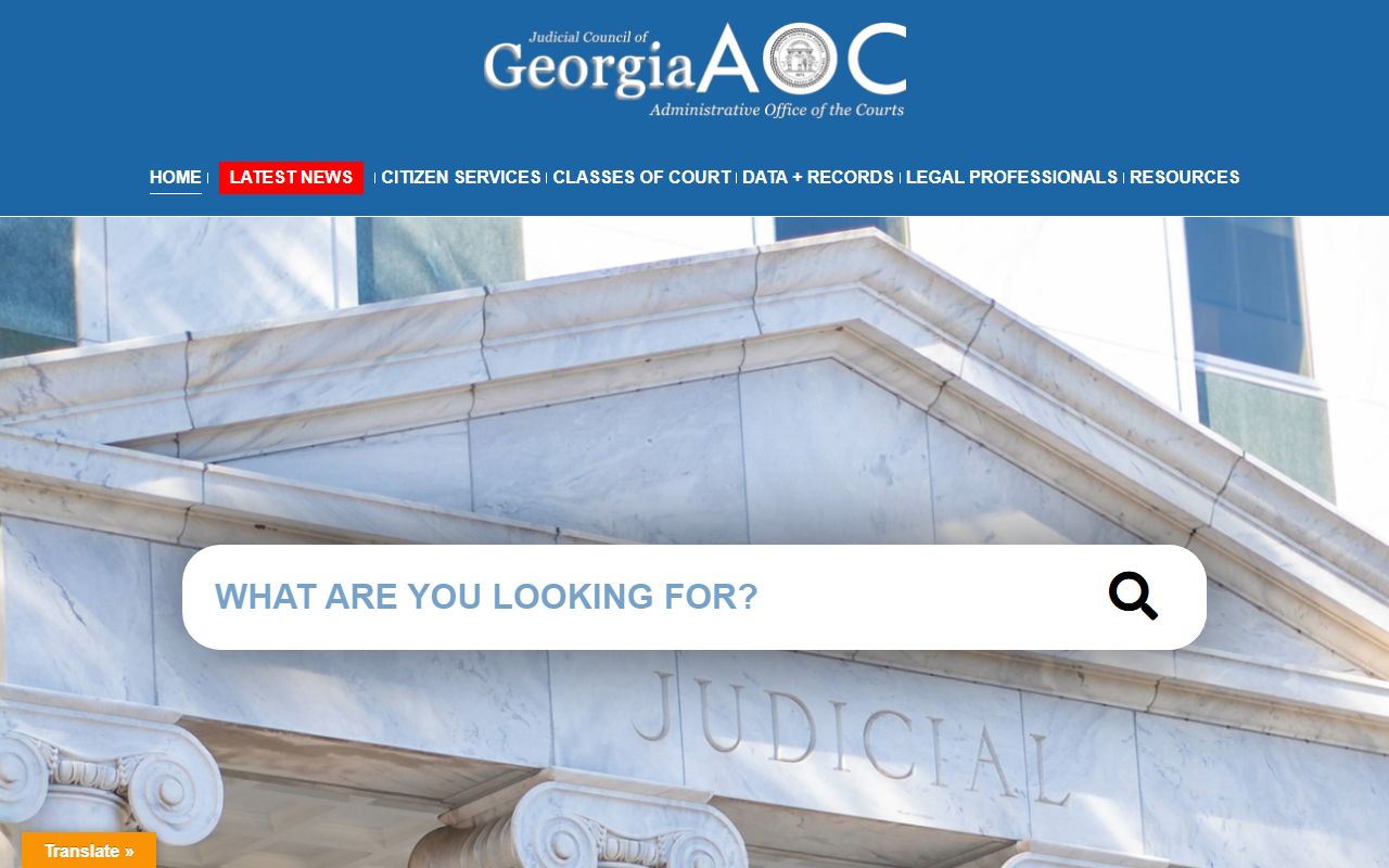 Georgia state judicial branch portal at georgiacourts.gov