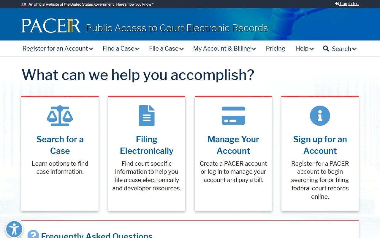 PACER federal docket access homepage for Northern District of Georgia cases