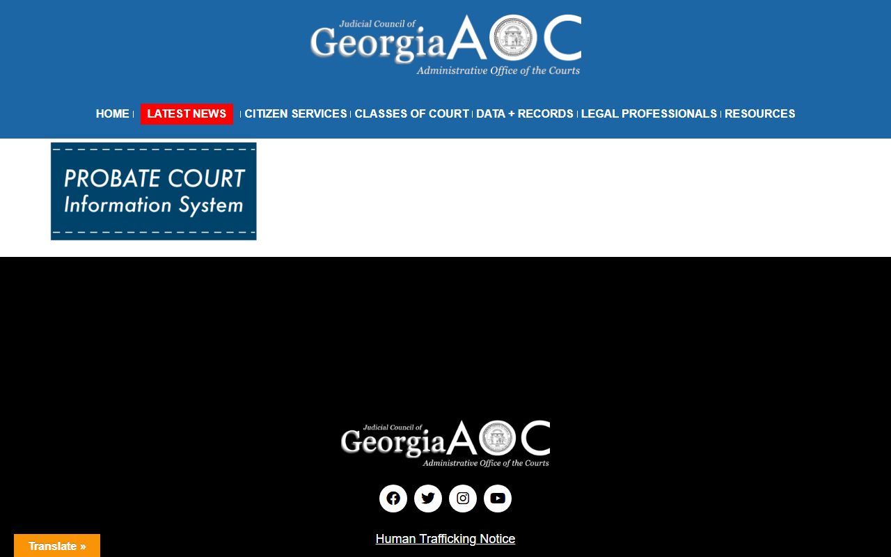 Georgia Probate Court class page on estates marriages and guardianship
