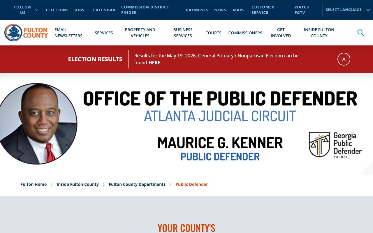 Fulton County Public Defender office homepage