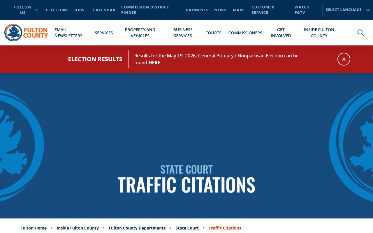 Fulton State Court traffic citations page